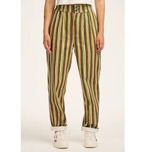 Lucy & Yak Addison Trousers Plus Size US 20 W44 Regular Elm Stripe Retro